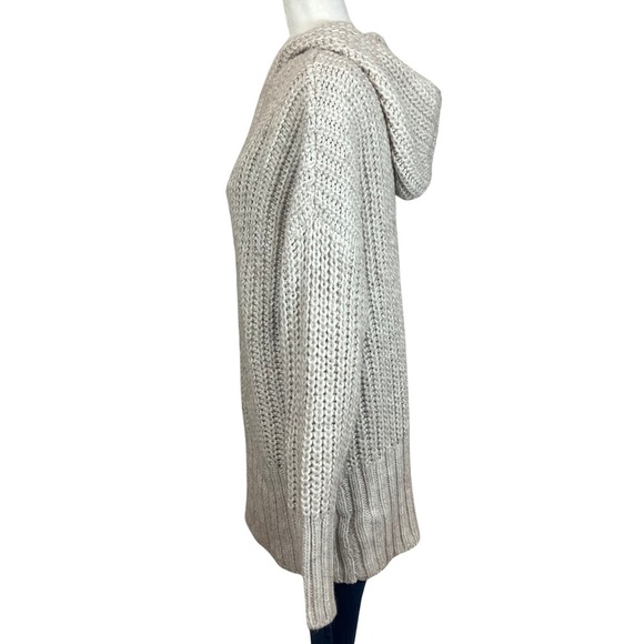 H&M Alpaca Wool Blend Chunky Knit Hooded Tunic Pullover Sweater Beige Medium - Picture 8 of 15